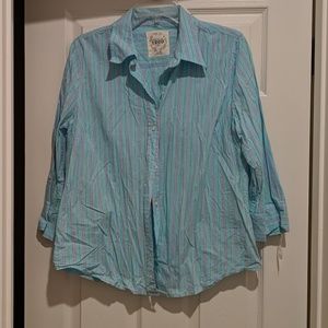 IZOD button down shirt blue pink green stripes
